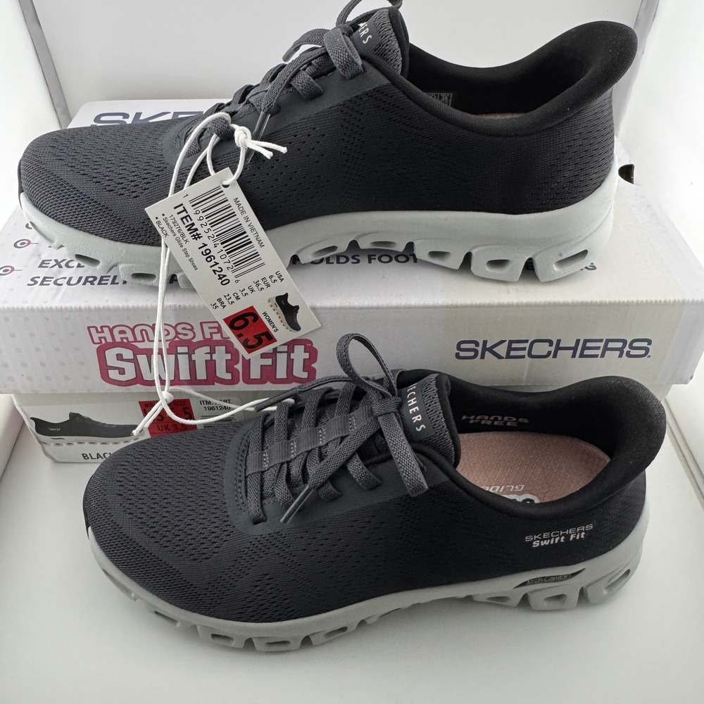Skechers Hands Free Slip-ins Swift Fit Womens 6.5 Black NWT Glide-Step Sneakers